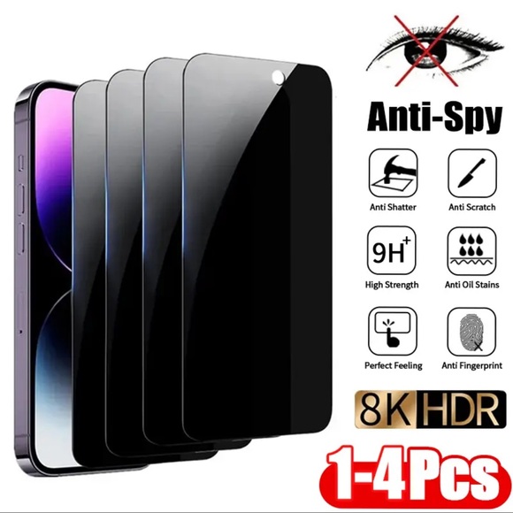 Anti-spy Tempered Glass Cover Privacy Screen Protector for IPhone 15 Pro - Picture 1 of 3